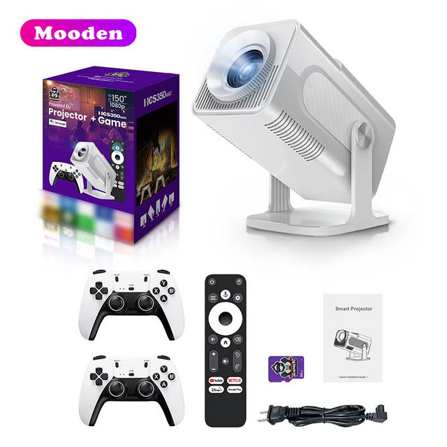 HCS350 Max Gaming Android 11 Mini LED Cinema Projector 450 Ansi Lux 1+8G Allwinner H713 3D HD FHD 4K Max Beamer