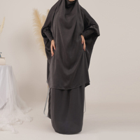 Vêtements islamiques traditionnels de grande taille pour femmes, ensemble de 2 pièces, hijab long avec jupe, vêtements pour femmes, abaya musulmane, vente en gros