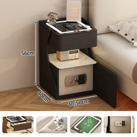 Table de chevet intelligente verrouillable en bois, multifonctionnelle, avec chargeur sans fil, rangement sécurisé, mobilier de chambre moderne