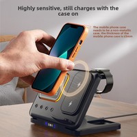 Station de charge sans fil DH15 5 en 1, chargeur de bureau avec horloge numérique, affichage de la température et de l'humidité pour téléphone, montre, écouteurs