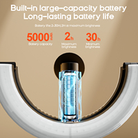 Anneau lumineux selfie rechargeable de 10 pouces avec support magnétique pour téléphone, batterie 5000 mAh, lumière d'appoint LED pliable de bureau 3000K-6500K