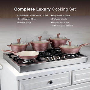 High Quality Modern Non-stick Coated Pot <b>Pan</b> Glass Lids Soft Touch Handles Die <b>Cast</b> Ceramic 9 Piece Aluminum Cookware Set - Product Image 3