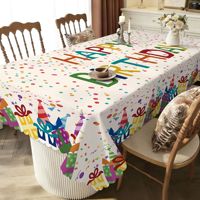 Nappe rectangulaire blanche en polyester, imprimée 4 couleurs, durable, lavable, 55x95 pouces, pour fête, pique-nique, décoration