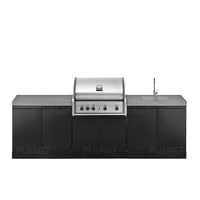 Ensemble d'îlot de cuisine extérieur modulaire en acier inoxydable 304 sur mesure avec barbecue et évier pour projets de patio, villas et complexes hôteliers