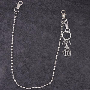 Cadena de cintura con cuentas y llavero de plata tibetana con diseño de esqueleto, estilo Hip Hop Punk, unisex, para uso diario, conjunto de dos piezas - Product Image 6