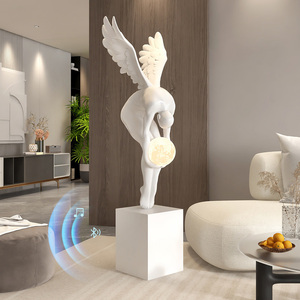 Décoration de maison nordique résine Angle Figurine lampe de luxe Bluetooth haut-parleur ange bureau décoration de la maison accessoires cadeau résine artisanat - Product Image 6
