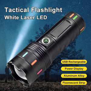 Senter Aluminium Alloy dengan Strip Fluoresen, Senter Isi Ulang dengan Layar Numerik, Laser Putih LED Jangkauan 800M untuk Luar Ruangan - Product Image 5