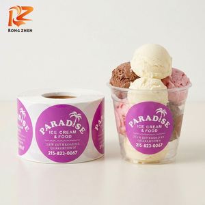 RONG ZHEN Rollo de Etiquetas Autoadhesivas para Vasos de Helado de Fresa, Papel Rectangular Reciclable, Ecológico, Reutilizable, Impresión Offset, 3 Núcleos - Product Image 3