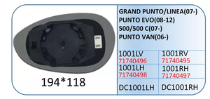Remplacement de la vitre du rétroviseur latéral de voiture pour <span class=keywords><strong>FIAT</strong></span> GRANDE <span class=keywords><strong>PUNTO</strong></span>(07-) LINEA (07-) <span class=keywords><strong>PUNTO</strong></span> <span class=keywords><strong>EVO</strong></span>(08-12) 500(07-) 500C(07-) fourgonnette <span class=keywords><strong>PUNTO</strong></span> (06-) - Product Image 2