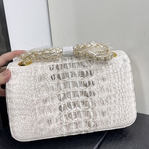 White 100% crocodile skin Square Handbag With golden Chain <b>Strap</b> Luxury Fashion Women's Flap Closure <b>Shoulder</b> <b>Bag</b> - Product Image 5