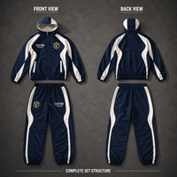 Survêtement de football Royal pour homme, ensemble 2 pièces décontracté à séchage rapide, veste coupe-vent à capuche et pantalon de jogging pour club de football