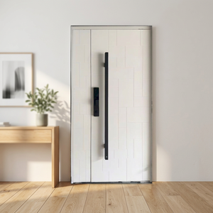 <span class=keywords><strong>Porte</strong></span> d'entrée intelligente de luxe moderne Prima, en aluminium et acier blanc, avec design géométrique en blocs, pour villa - Product Image 1