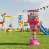 Distributeur automatique de cylindres rose-rouge fonctionnant avec des pièces/monnaies Niudele |   120-200 pièces de jouets en capsule |   Exploitation Facile Centres Commerciaux Parcs Vente en Gros 1