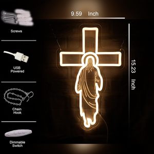 Jesus Letreros Neon LED indoor hanging ambient light church <b>sign</b> wall decoration light entrance indicator light luminous <b>sign</b> - Product Image 3