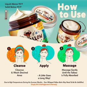 Manteca Corporal Artesanal de Sebo de Animales Alimentados con Pasto, Bálsamo de Sebo Batido con Aceite de Artemisa, Apoya <span class=keywords><strong>el</strong></span> Tratamiento del Eccema y la Rosácea para Mujeres, Uso Nocturno - Product Image 2