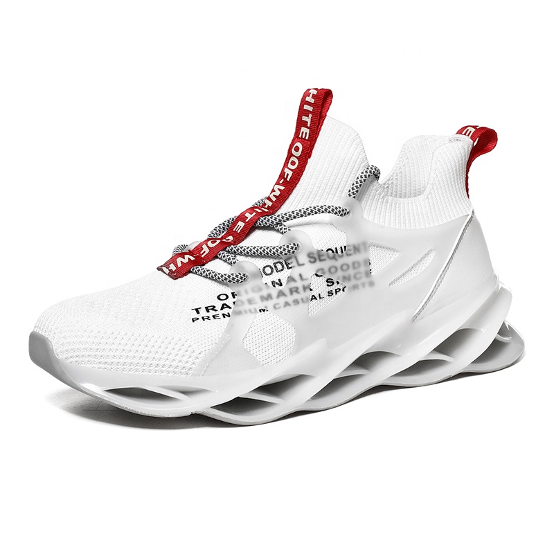 2020 OEM Модная стильная ТПУ подошва Летающая плетеная верхняя Белая Спортивная повседневная обувь с лезвием Мужская Ночная Светоотражающая хорошее качество
