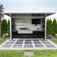 Armoire de cuisine extérieure moderne en aluminium avec caractéristiques durables chariots de gril pour barbecue glissière de tiroir de robinet de dosseret en acrylique