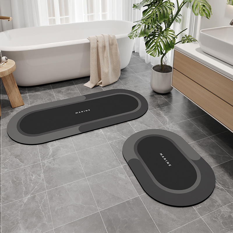 Diatomaceous earth bathroom mat - Morandi square light green