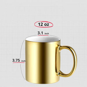 Mug en céramique plaqué or avec poignée par sublimation, tasse à café, tasse à eau, cadeau de fête, 12 oz - Product Image 4