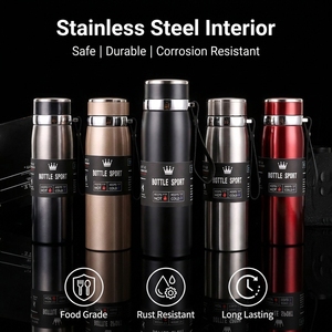Large Capacity 1000ml Stainless Steel Thermos Bottle Portable Double Wall Vacuum Insulated Sports <strong>Flask</strong> <strong>with</strong> <strong>Straw</strong> for Travel - Product Image 2