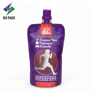 DQ PACK Wholesale BPA Free Ecofriendly Plastic Mylar Pouch Bag Doypack With Spout For Liquid Drink Juice Food Packaging