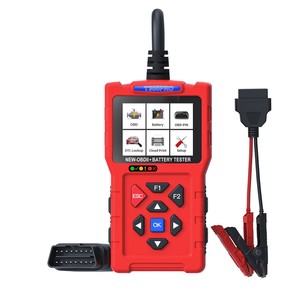 เครื่องมือวินิจฉัยรถยนต์ OBD2 พร้อมเครื่องทดสอบแบตเตอรี่ หน้าจอ LCD และการเชื่อมต่อ USB 12V สีแดง สำหรับรถยนต์ รุ่น T300 Pro - Product Image 1