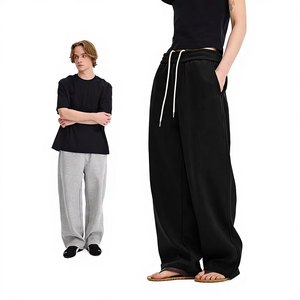 Pantalon de survêtement décontracté en molleton bouclette coupe droite et ample pour homme et femme – Printemps/Été - Product Image 1
