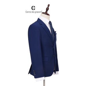 Mens Suits 2Piece Slim Fit Blue Business Dinner Suit for Men Cenne Des Graoom Lapel Blazer Trousers - Product Image 3