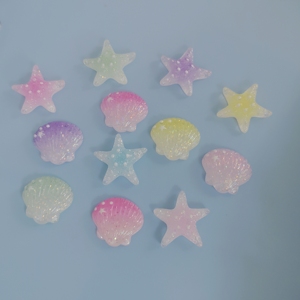 Étoile de mer en résine colorée d'animaux océaniques scintillants, coquille avec perles, adaptée aux bijoux de bricolage, décoration de la maison, ornement de chaussure - Product Image 2