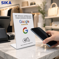 Carte de commentaires Google SIKA 12 cm en PVC acrylique, autocollant de table à détection inductive, étanche, compatible NFC, pour hôtels et restaurants