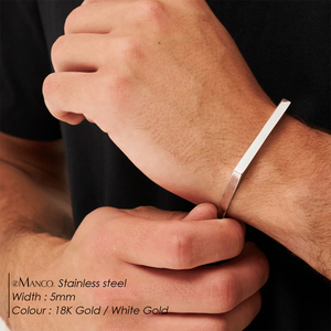 EManco moda özel vable vable Logo takı Minimalist paslanmaz çelik şerit kaplama açık bileklik Trendy erkek manşet bilezik - Product Image 2