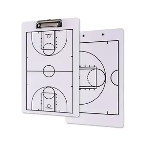 Tableau blanc effaçable à sec personnalisé de haute qualité, double face, presse-papiers de basket-ball pour l'entraînement sportif