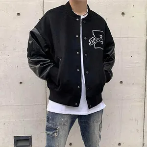 New Wholesale 2024 Custom Mens Winter Jacket Leather Sleeves Letterman Varsity Jackets For men