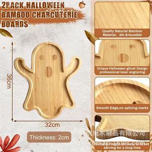Bandeja de Bambú con Forma de Fantasma de 32 cm para Halloween, Plato para Servir Postres y Frutas para Niños - Product Image 4