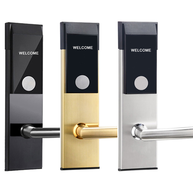 Factory Wholesale SUS Silver Black Golden Red Bronze Electronic Swipe Card Door Access Rfid Card Smart Hotel Door Lock