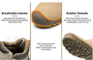Zapatos <span class=keywords><strong>de</strong></span> Seguridad para Hombre con Protección Laboral Anti-Impactos y Anti-Penetración, Parte Superior <span class=keywords><strong>de</strong></span> Gamuza, Estilo Botín - Product Image 2