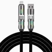 Câble USB 3.0 Type-C magnétique 240W Super Rapide 3A avec blindage tressé TPE/Silicone, rotatif 4-en-1 multi-appareils, coudé, 1m, en alliage d'aluminium