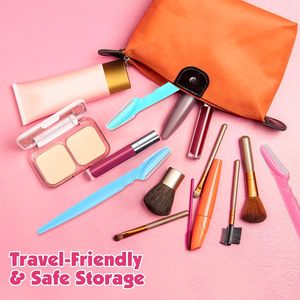 100 rasoirs pour sourcils et visage pour femmes et hommes, rasoirs faciaux multicolores avec protections, sûrs pour les débutants - Product Image 5