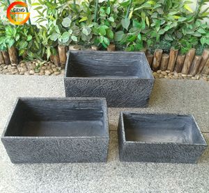 Terse Gartendekoration Rechteckiger Blumentopf aus Verbundwerkstoff und Faserton - Product Image 3
