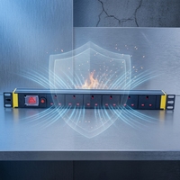 PDU de type 1U à 6 prises pour rack réseau, avec coque en alliage d'aluminium et protection contre les surcharges, pour standard international 19 pouces