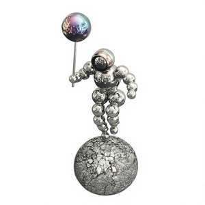 Figuras Decorativas de Astronautas de Acero Inoxidable Plateado y Pulido, de Lujo, Tamaño Personalizado, para Decoración del Hogar - Product Image 1