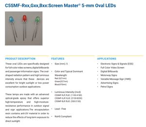 Diode LED indicatrice CREE C5SMF-RJF-CU14QBB2 Screen Master ovale de 5 mm à trou traversant, rouge, 621 nm, 2200 mcd - Product Image 2