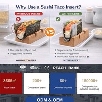 Support à sushi en plastique personnalisé, présentoir ouvert, rouleaux de sushi faits à la main, emballages à emporter, emballages pour tacos de sushi, algues marines, manches, sacs
