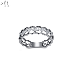 Anillo de Diamantes Naturales Reales de Oro Blanco y Negro Sólido de 18K, Diseño Clásico Europeo Vintage de Alta Calidad para Mujer, Ideal para Fiestas - Product Image 3