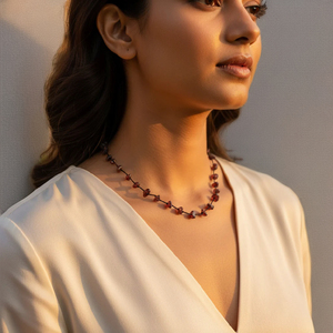 "Natural Garnet <b>Beaded</b> <b>Necklace</b> for Women's Fashion Jewelry" - Product Image 1