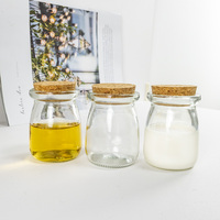 Bouteilles en verre à lait résistantes à la chaleur de 100 ml et 200 ml avec couvercle en plastique, pots de yaourt, bocaux de conservation alimentaire pour la cuisine
