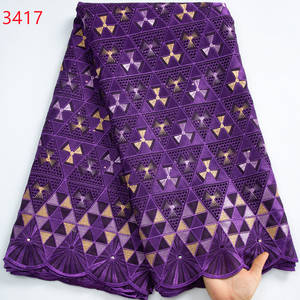 3417 alta qualità Swiss Voile pizzo 5 iarde africano tessuto di pizzo di cotone con foro stile Dubai per la cucitura di indumenti nigeriani - Product Image 6