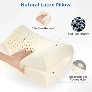 Calidad Premium previene los ácaros transpirable dormir 60x40x12/10cm soporte de cuello Cervical 100% almohada de látex Talalay Natural - Product Image 3