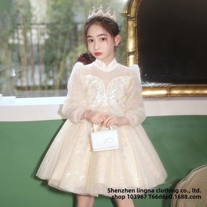 Abito da principessa di classe di lusso in raso per ragazze transfrontaliero accessibile con soffice filato Host pianoforte che suona pizzo per bambini - Product Image 4