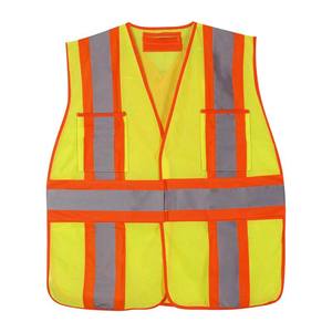 Gilet de sécurité réfléchissant fluorescent <span class=keywords><strong>pour</strong></span> travailleurs de nuit, avec poches, respirant, jaune-vert, à bas prix, sans manches - Product Image 5